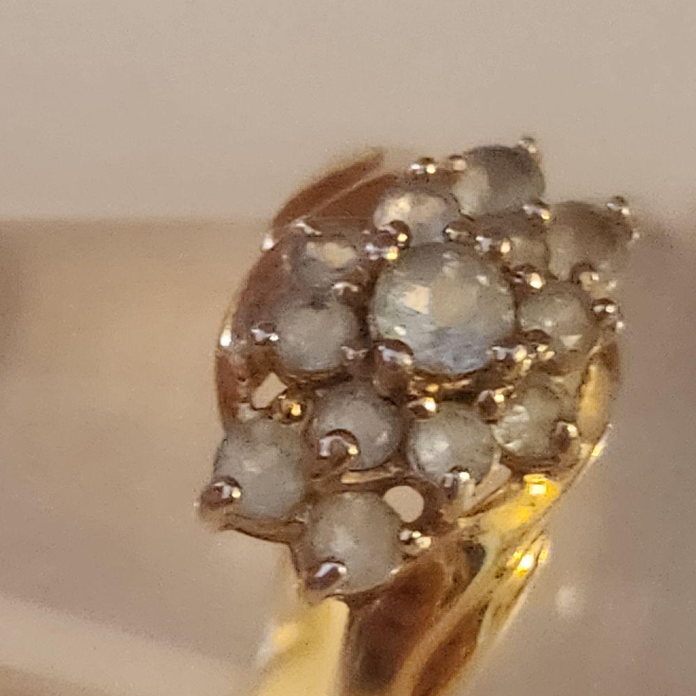 Elegant Gold Toned  Cluster Ring  925